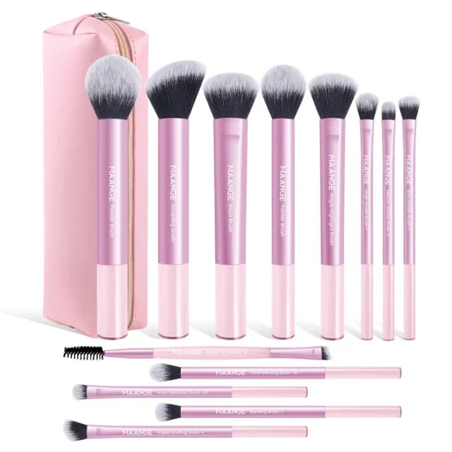 MAANGE 13pcs Professional Makeup Brush Set with Pouch - Pink