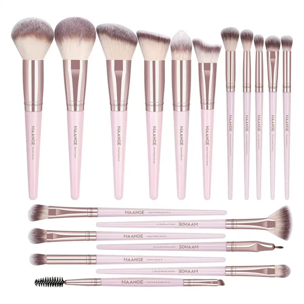 MAANGE 18pcs Professional Face & Eye Makeup Brush Set - Pink