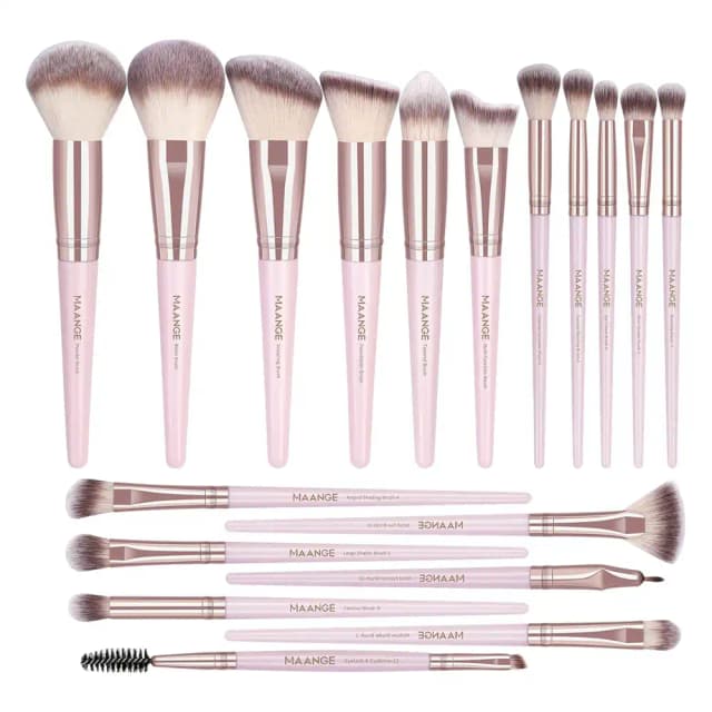 MAANGE 18pcs Professional Face & Eye Makeup Brush Set - Pink