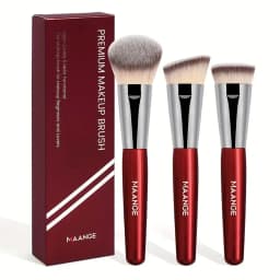 MAANGE 3pcs Red Face Makeup Brush Set with Box thumbnail 1