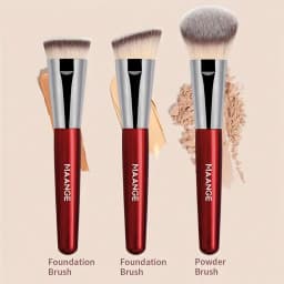 MAANGE 3pcs Red Face Makeup Brush Set with Box thumbnail 2