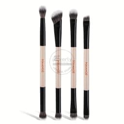 MAANGE 4pcs Double-Ended Professional Makeup Brush Set - Black & Cream thumbnail 1