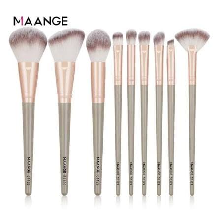 MAANGE 9pcs Professional Makeup Brush Set - Grey & Rose Gold
