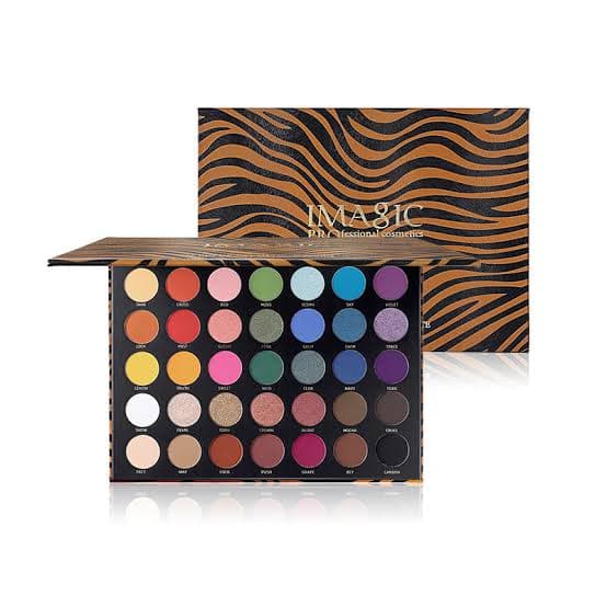 IMAGIC 35-Color Rainbow Zebra Eyeshadow Palette - Matte, Shimmer & Glitter 42g