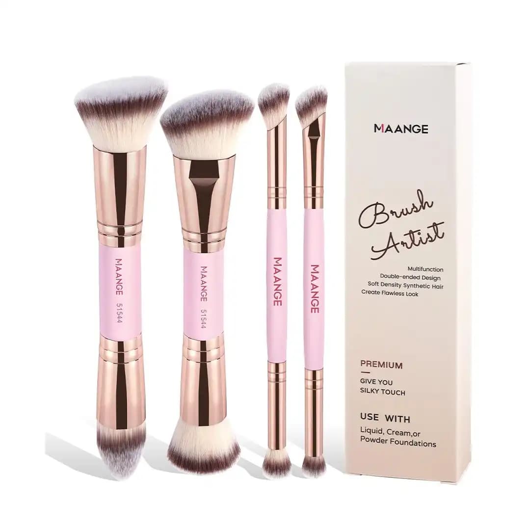 MAANGE Brush Artist 4pcs Double-Ended Makeup Brush Set - Pink