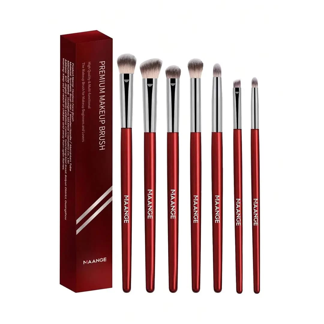 MAANGE 7pcs Red Eye Makeup Brush Set with Box