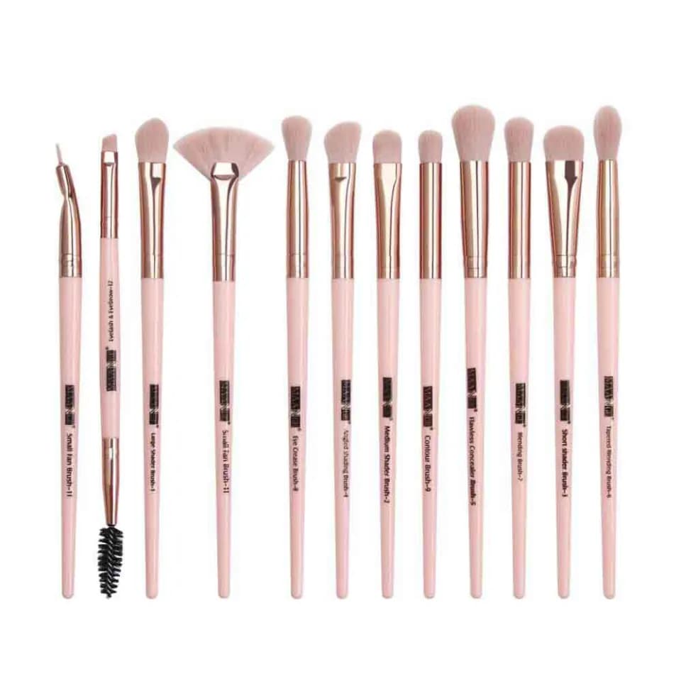 MAANGE 12pcs Eye Makeup Brush Set - Pink