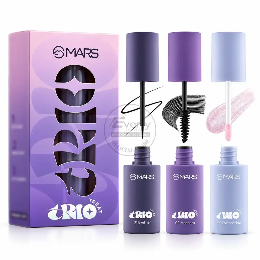 MARS Trio Treat 3-In-1 Eye Makeup Kit with Eyeliner, Mascara & Glitter Eyeshadow - 24.5g