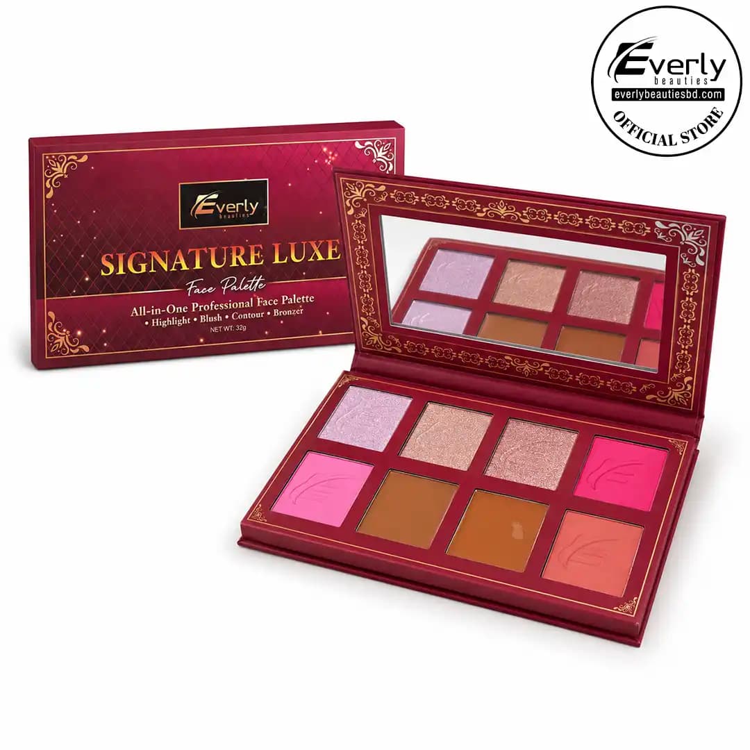 Everly Beauties Signature Luxe Face Palette - Blush, Highlighter & Contour