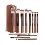 MAANGE 13PCS Makeup Brushes Professional Make Up Brushes Premium Synthetic Powder Concealers Brushes Travel Makeup Brush Set with Case (Brown)