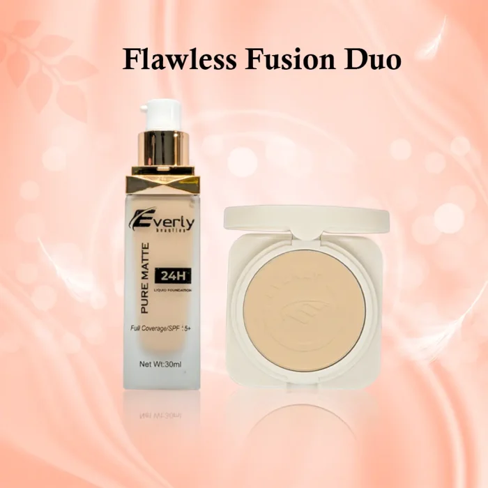 Everly Beauties Flawless Fusion Duo ( Foundation + Compact Powder ) Combo - Image 1