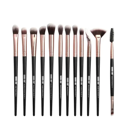 MAANGE 12Pcs Professional Eye Makeup Brush Set - Black | Premium Synthetic Bristles | Blending, Shading, Eyeliner, Brow & Concealer Brushes | Soft, Durable & Vegan-Friendly Eye Brush Kit