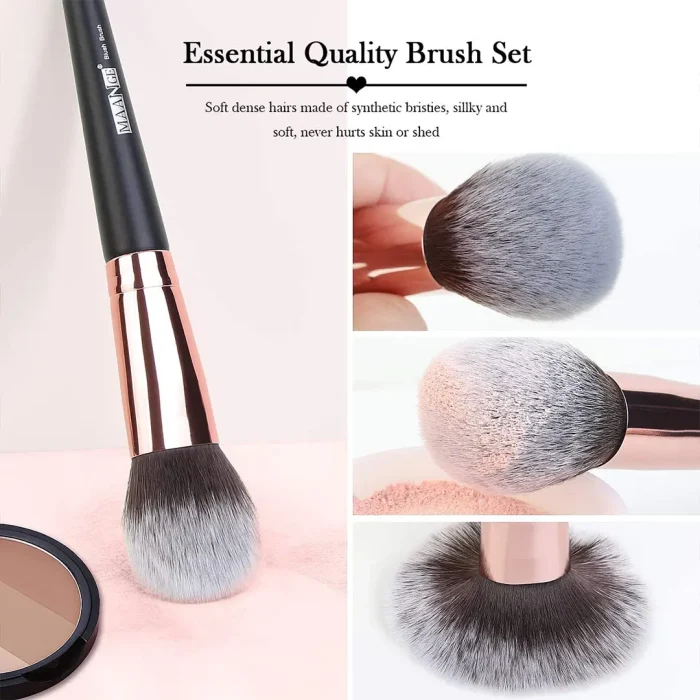 MAANGE 18Pcs Face & Eye Professional Makeup Brushes Set - Black - Image 2