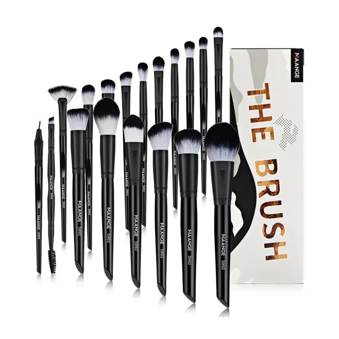 MAANGE 18Pcs Professional Makeup The Brush Set - Black - Image 1