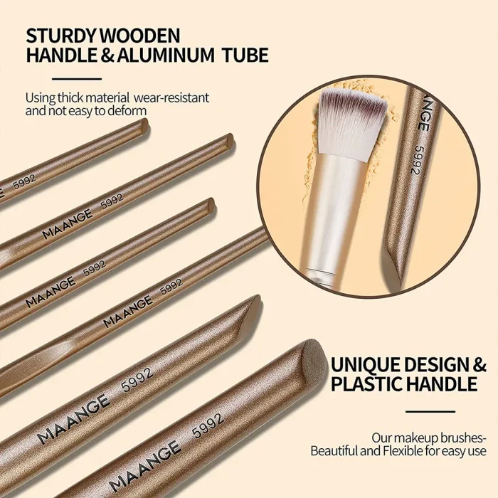 MAANGE 18Pcs Professional Makeup The Brush Set - Golden - Image 2