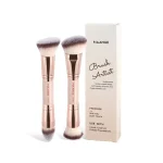 MAANGE 2Pcs Double-Ended Face Brush Set – Rose Gold | Professional Makeup Brushes for Liquid, Cream & Powder – Premium Synthetic Bristles, Rose Gold Design, Soft & Dense Buffing, Blending & Contour Tools