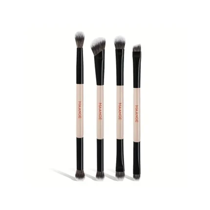 MAANGE 4Pcs Professional Eye Makeup Brush Set – 4 Double-Ended Eyeshadow Brushes for Blending, Shading, Smudging & Eyeliner – Soft Synthetic Bristles, Durable Handles, Travel-Friendly Makeup Tools