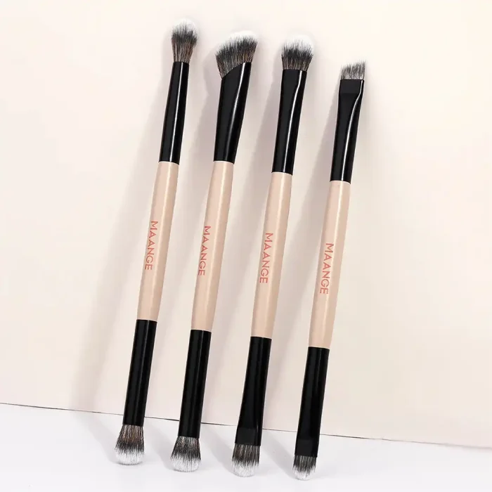 MAANGE 4Pcs Professional Eye Makeup Brush Set – 4 Double-Ended Eyeshadow Brushes for Blending, Shading, Smudging & Eyeliner – Soft Synthetic Bristles, Durable Handles, Travel-Friendly Makeup Tools - Image 2