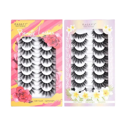 Magefy 8Pairs 3D False Eyelashes Set - Soft Touch, Lightweight & Reusable Lashes for Natural to Dramatic Eye Looks, Comfortable & Easy to Apply for All Occasions