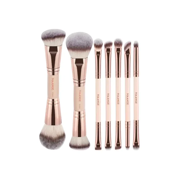 MAANGE 7 Pcs Double-Ended Makeup Brush Set – Foundation, Powder, Blush & Eyeshadow Brushes for Face & Eye Makeup HZS2500731-X - Image 1