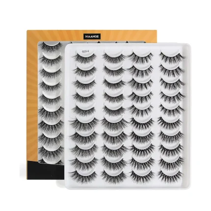 MAANGE 20 Pairs False Eyelashes Set Golden Box - Natural & Dramatic Look, Reusable Soft & Fluffy Lashes, Lightweight, Comfortable & Easy to Apply for Everyday Wear & Special Occasions