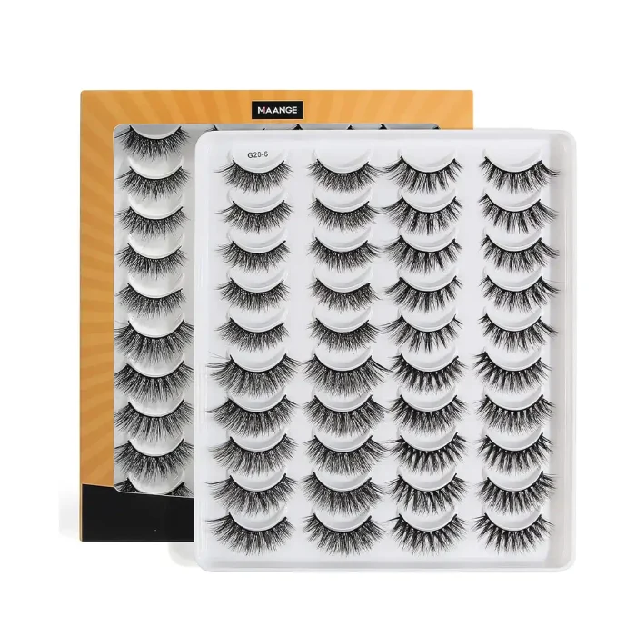 MAANGE 20 Pairs False Eyelashes Set Golden Box - Natural & Dramatic Look, Reusable Soft & Fluffy Lashes, Lightweight, Comfortable & Easy to Apply for Everyday Wear & Special Occasions - Image 1