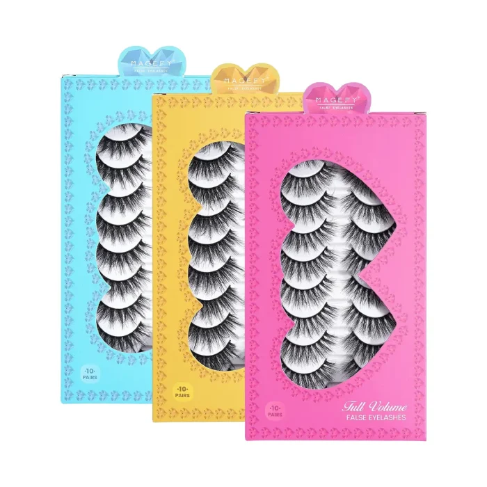 MAANGE MAGEFY 10 Pair False Eyelashes Set – Full Volume, Reusable, Lightweight & Soft Lashes – 3 Color Box Options – Natural to Dramatic Look - Image 1