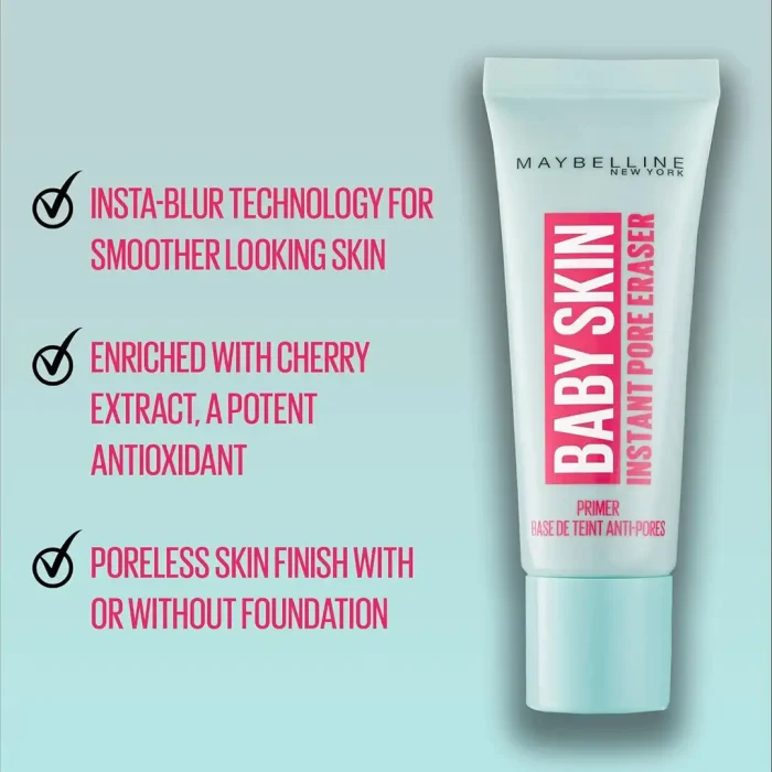 Maybelline Baby Skin Pore Eraser Matte Primer – Lightweight Transparent Face Primer for Smooth, Poreless Finish, 22ml - Image 2