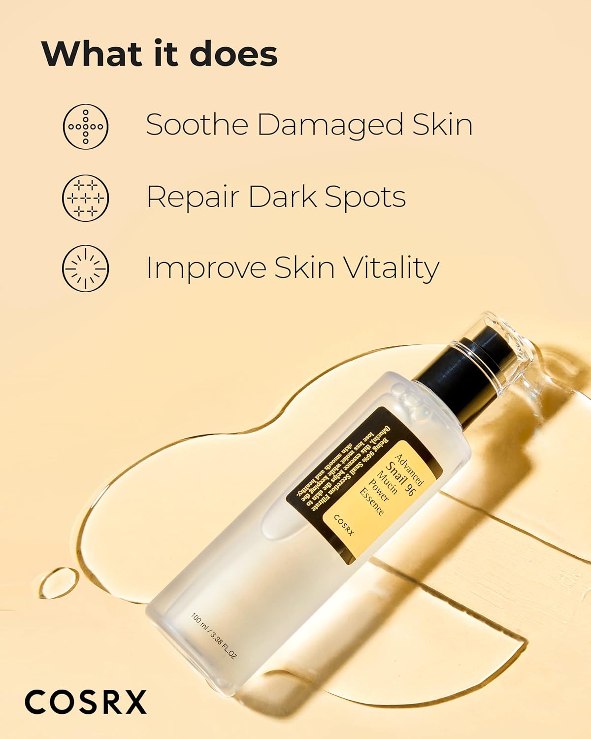 71rgFpMQNUL._SL1500_ COSRX Advanced Snail 96 Mucin Power Essence 100ml – Hydrating, Repairing & Brightening Korean Skincare for All Skin Types - Image 2