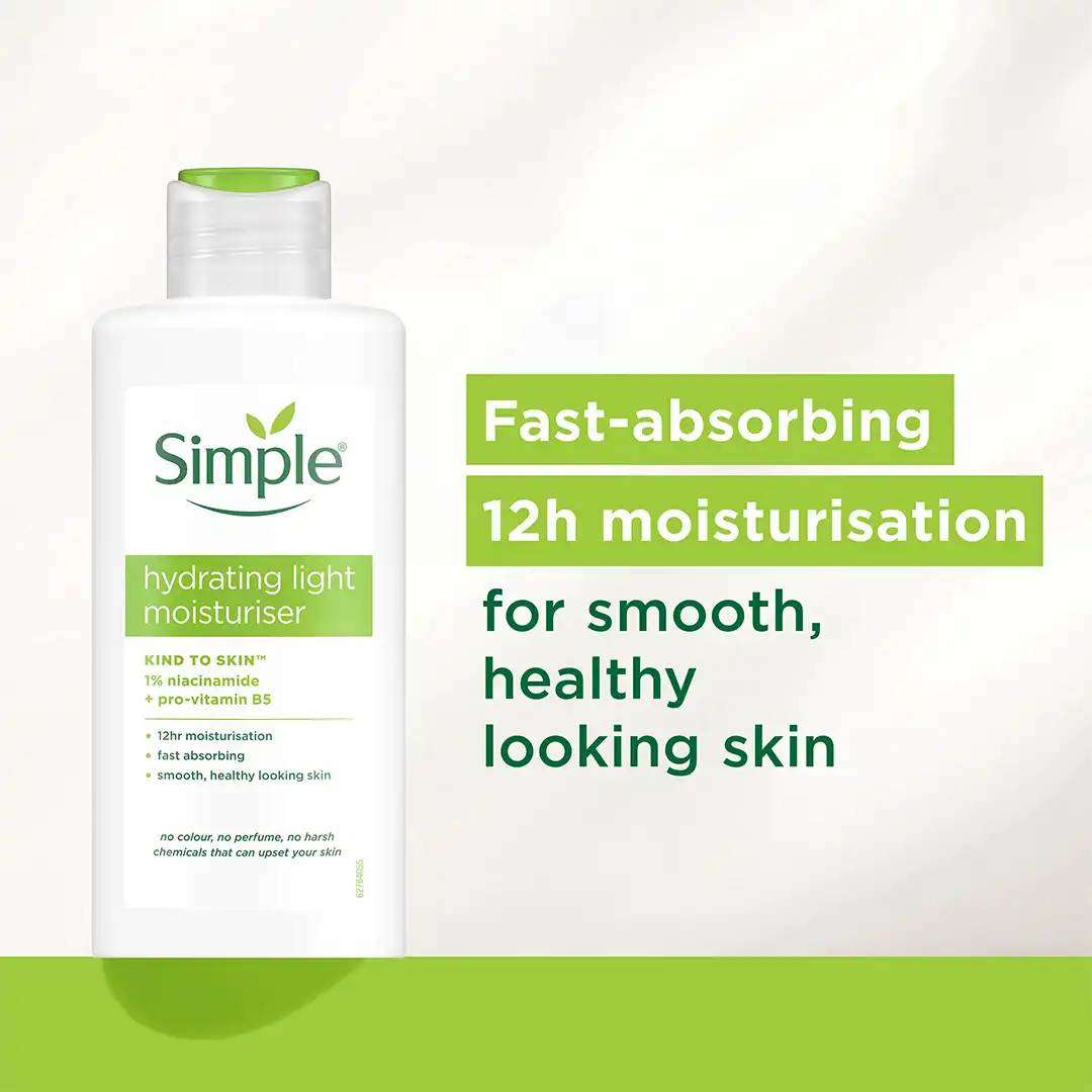 light moisturizer1 Simple Kind to Skin Hydrating Light Moisturiser | Vitamin E & B5 | Lightweight, Non-Greasy Hydration for All Skin Types – 125ml - Image 3