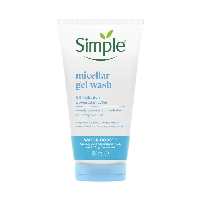 Simple Water Boost Micellar Facial Gel Wash | Hydrating, Soap-Free Cleanser | For Dry & Dehydrated Skin – 150ml - Image 1