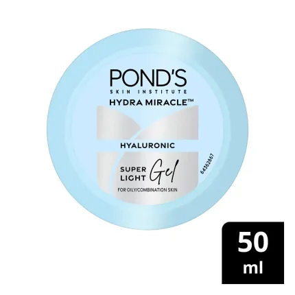 Pond’s Super Light Gel Oil-Free Moisturiser | With Hyaluronic Acid & Vitamin E | Non-Sticky Hydration for All Skin Types – 50ml