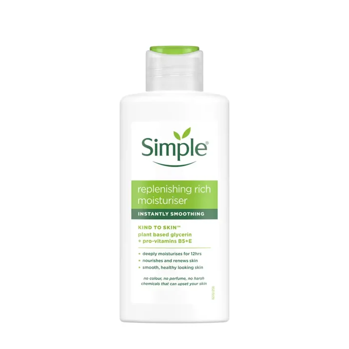 Simple Kind to Skin Replenishing Rich Moisturiser | Deep Hydration with Vitamin E & B5 | For Dry & Sensitive Skin – 125ml - Image 1