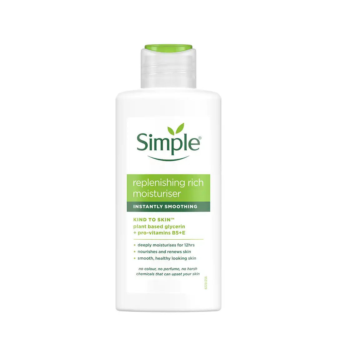 rich moisturizer Simple Kind to Skin Replenishing Rich Moisturiser | Deep Hydration with Vitamin E & B5 | For Dry & Sensitive Skin – 125ml - Image 1