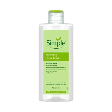 Simple Kind to Skin Soothing Facial Toner | With Witch Hazel, Niacinamide & Pro-Vitamin B5 | Gentle, Alcohol-Free Toner for All Skin Types – 200ml