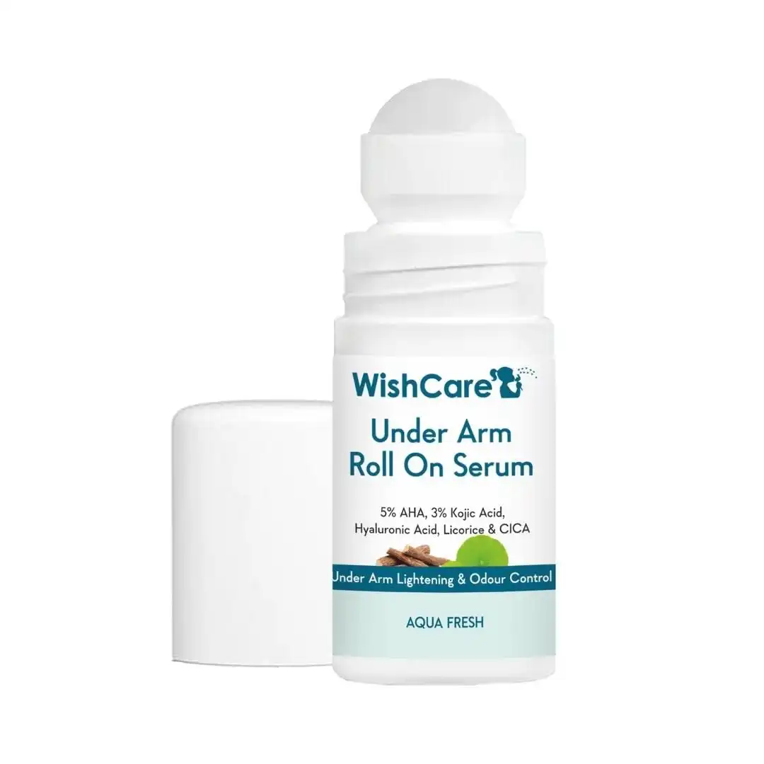 underarm roll on WishCare Underarm Roll On Serum | 5% AHA + 3% Kojic Acid | Brightening & Odour Control | Alcohol-Free – 50ml - Image 1